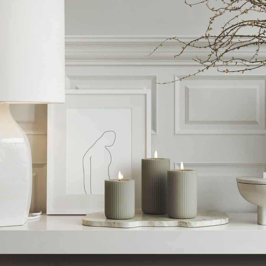 LED-Blockljus UNIQUE Candles Stripe 8x12,5 cm