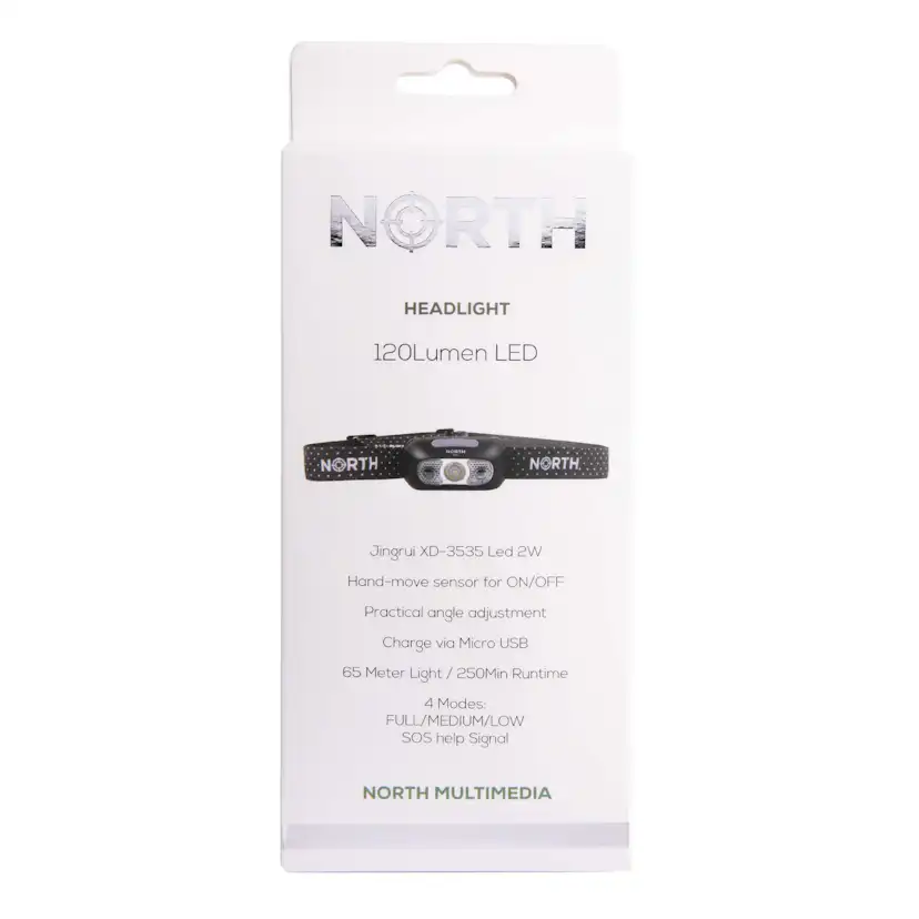Pannlampa North 120 Lumen Svart Ca 65M Sensorkontroll