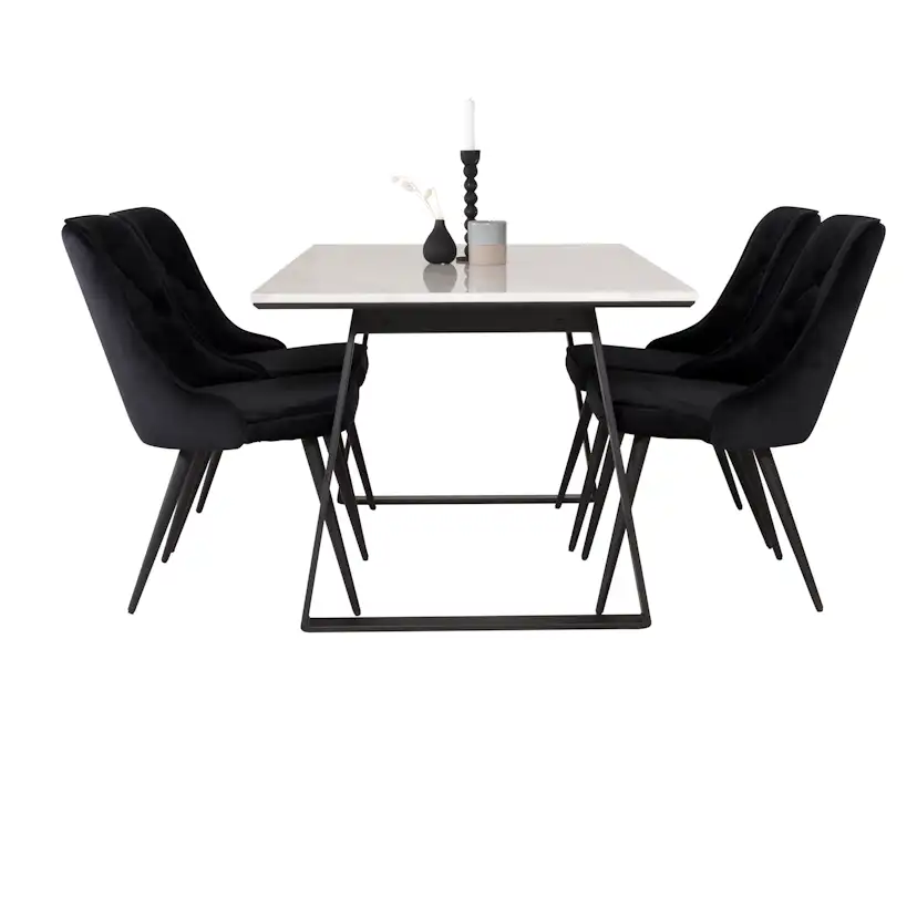 Matgrupp Venture Home Estelle 140 med 4 Vera Stolar Sammet