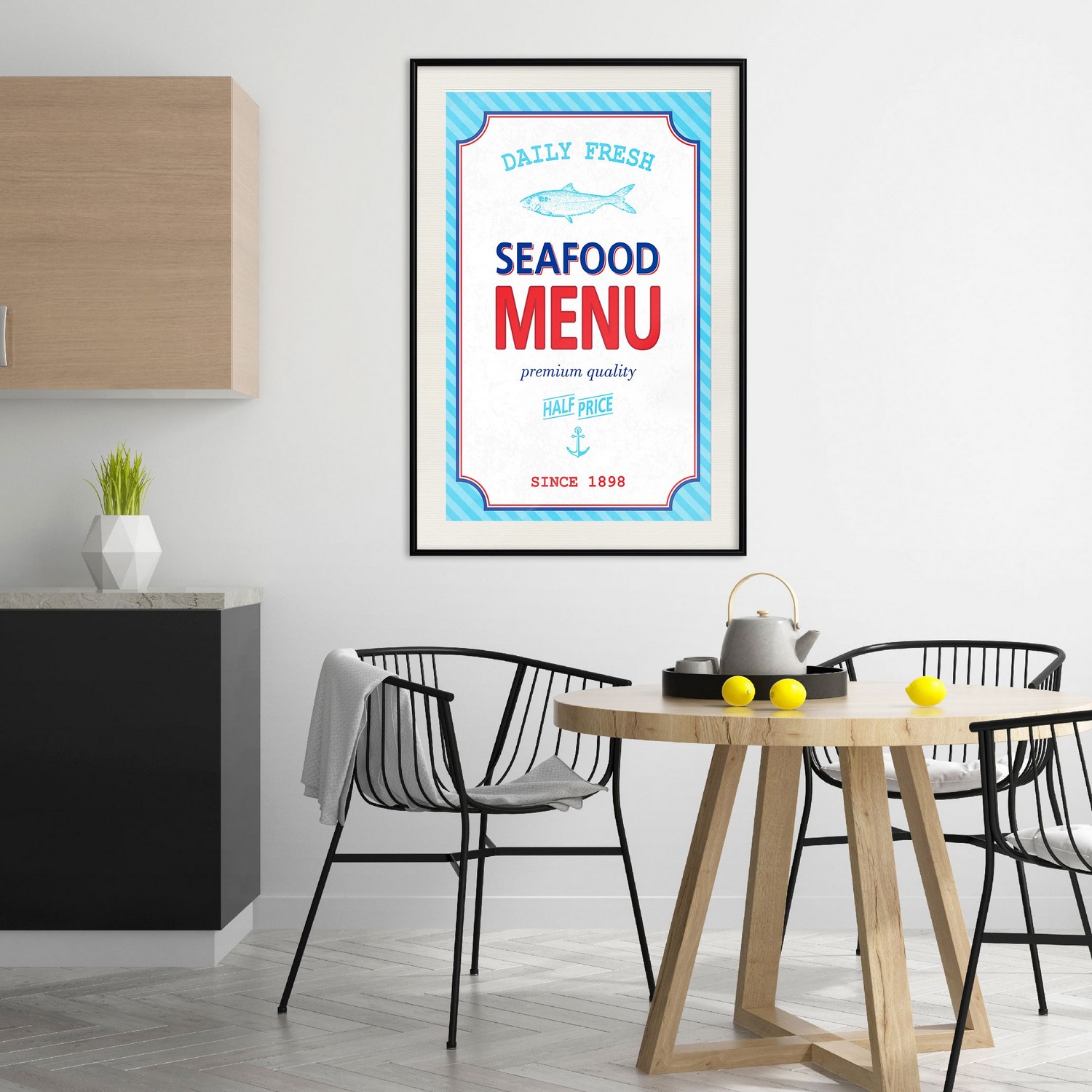 Affisch - Menu [Poster] 30x45 Svart ram med passepartout, 30x45 cm