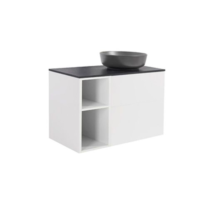 A IS60+30Ö MVIT BS SV+TS RUSV Färg: Mattvit, Färg Tvättställ: Svart, Färg Bänkskiva: Svart, Rund Form, Storlek: 740x908 mm
