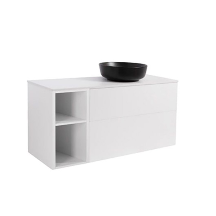 A IS90+30Ö MVIT BSVIT+TS RUSV Färg: Mattvit, Färg Tvättställ: Svart, Färg Bänkskiva: Vit, Rund Form, Storlek: 740x1210 mm