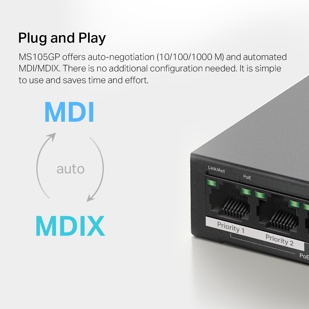 Desktop Switch Mercusys MS105GP 5-Port Gigabit with 4-Port PoE+