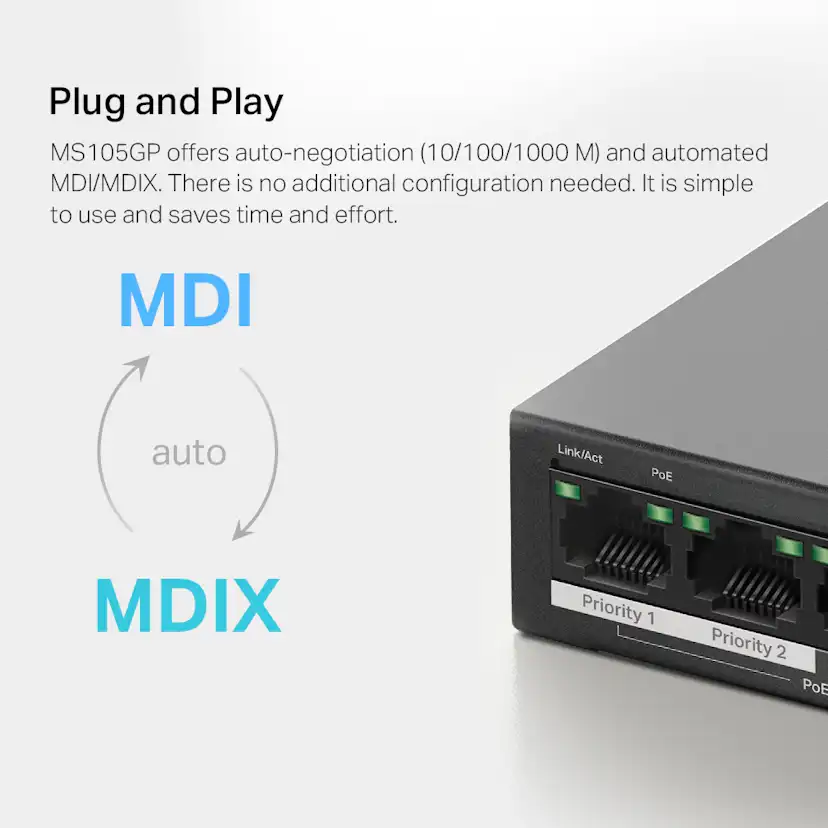 Desktop Switch Mercusys MS105GP 5-Port Gigabit with 4-Port PoE+