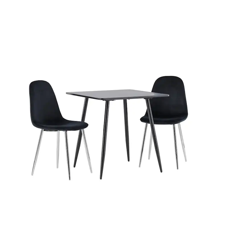 Polar Dining Table with Polar Dining Chair Färg: Svart/Svart, Ben: Stål