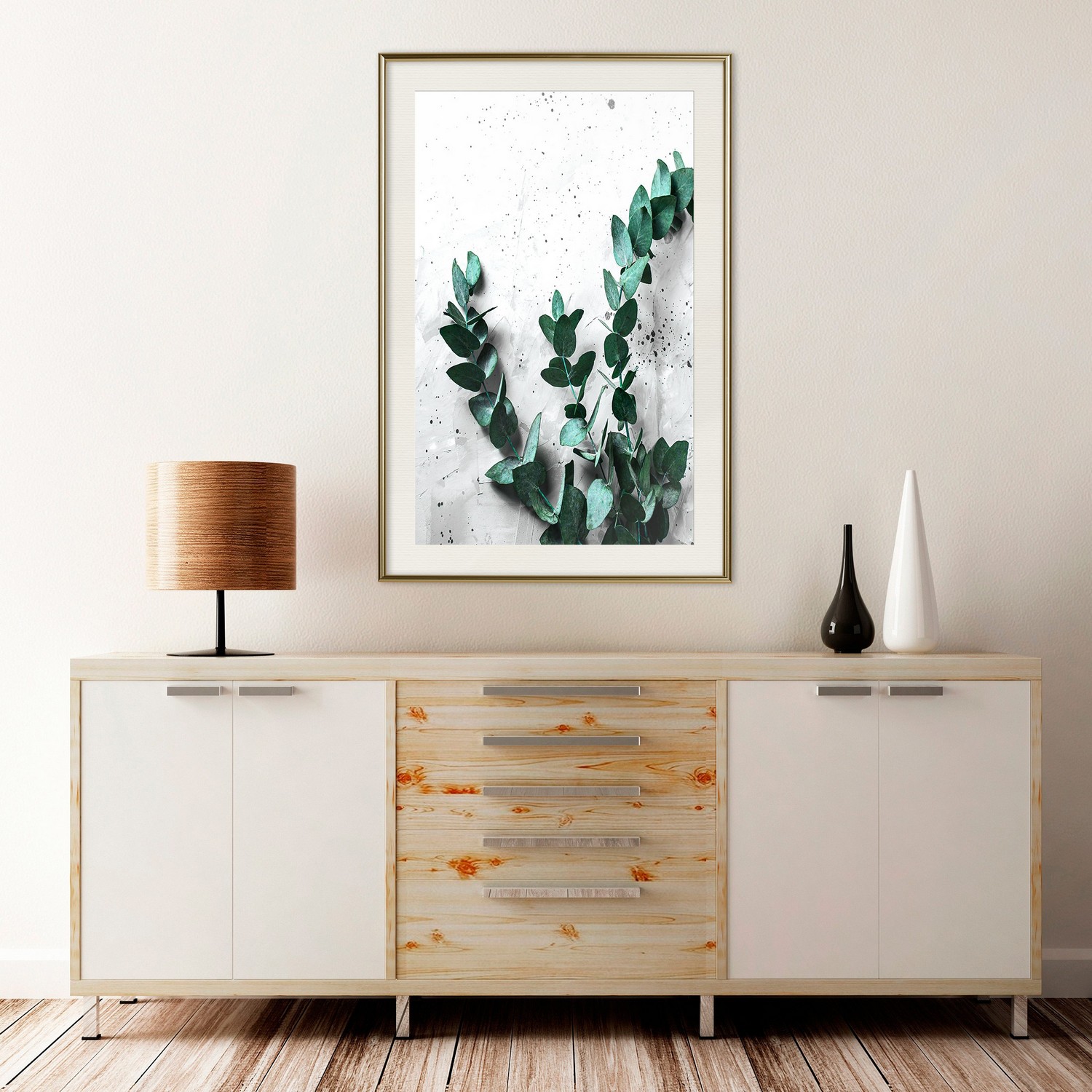 Affisch - Eucalyptus Scent [Poster] 20x30 Guld ram med passepartout, 20x30 cm