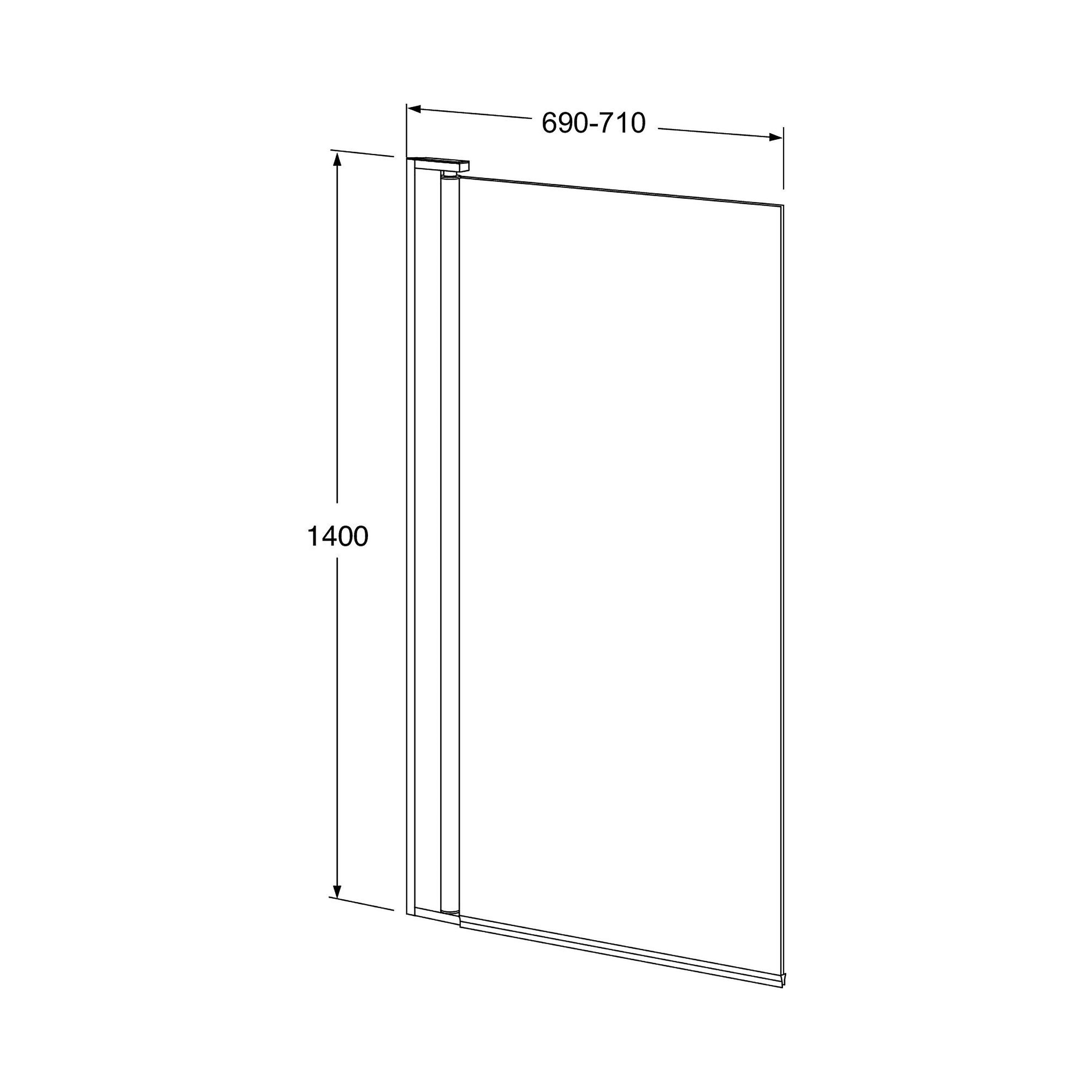 Gustavsberg Square badkarsdörr, rak 70cm 690x1390 mm