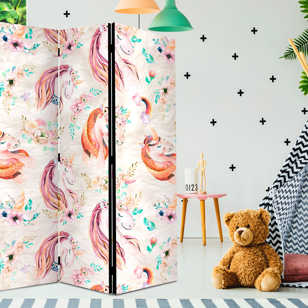 Rumsavdelare Skärmvägg Arkiio Pastel Unicorns 135x172 cm