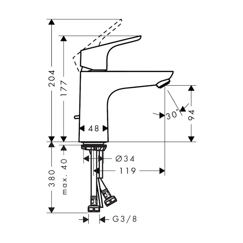 Tvättställsblandare Hansgrohe Focus 100