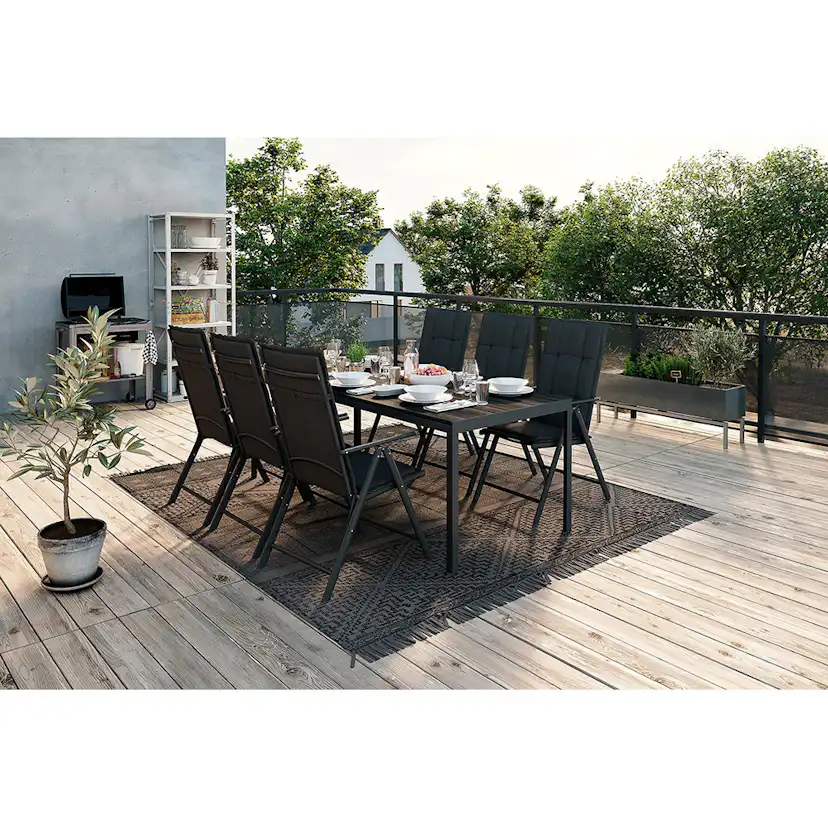 Matgrupp Comfort Garden Tunis 205 med 6 Positionsstolar Maggie