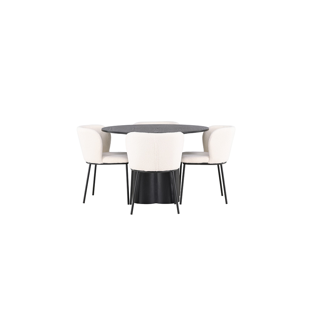 Matgrupp Venture Home Olivia Ø110 cm med 4 st Edina stolar