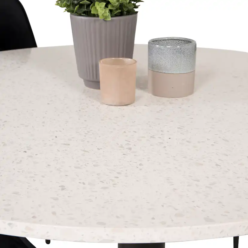 Matgrupp Venture Home Roxanna Vit Bord med 4 Vera Stolar Sammet