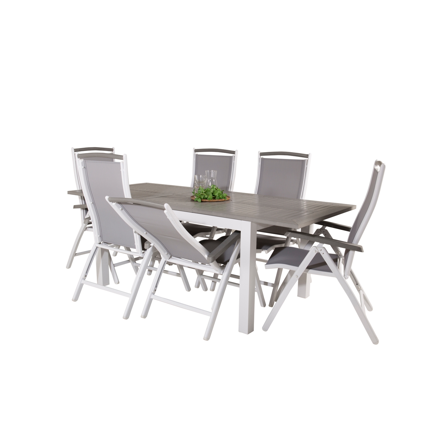 Albany Dining Table 152/210*90 - White Alu / Grey Aintwood+A Grå