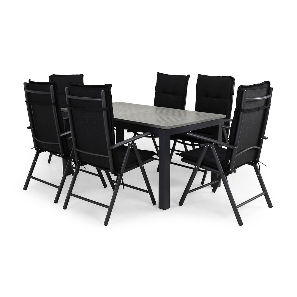 Matgrupp Comfort Garden Monaco 152-210 med 6 Positionsstolar Maggie