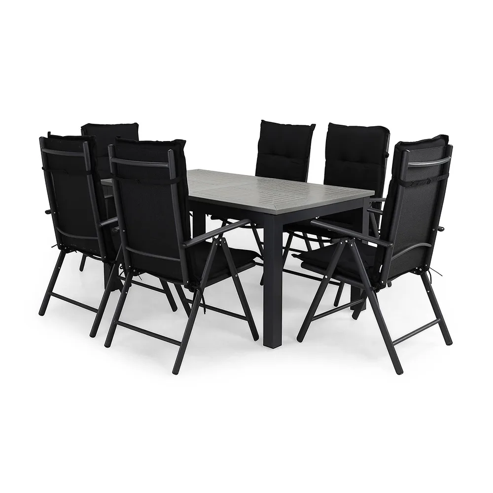 Matgrupp Comfort Garden Monaco 152-210 med 6 Positionsstolar Maggie