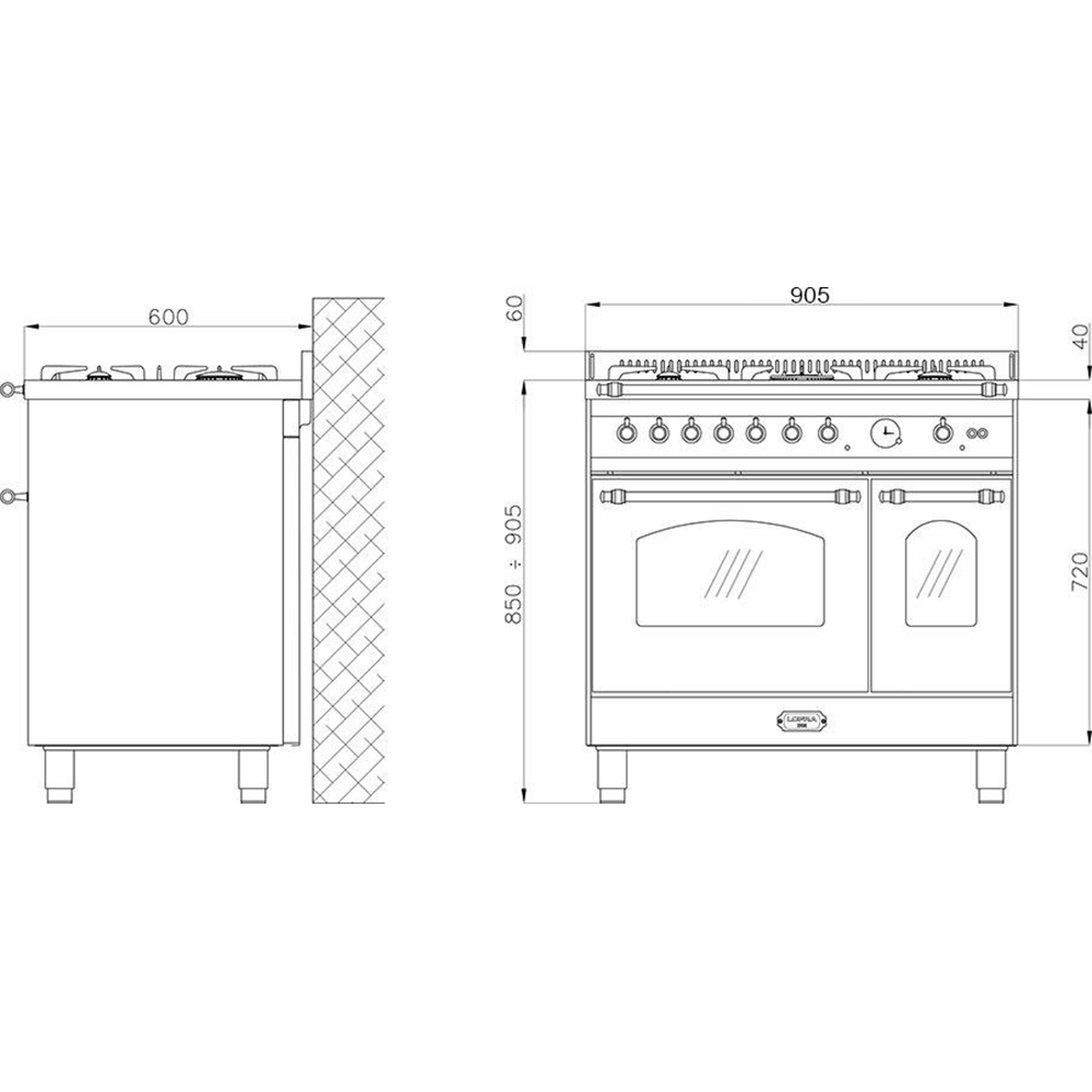 Spis Lofra Dolce Vita 90 cm 2 Ugnar Gas