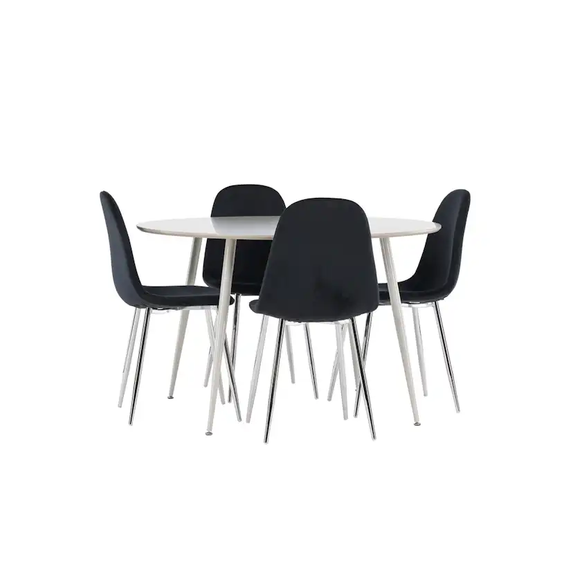 Plaza Dining Table with Polar Dining Chair Färg: Beige/Svart, Ben: Stål