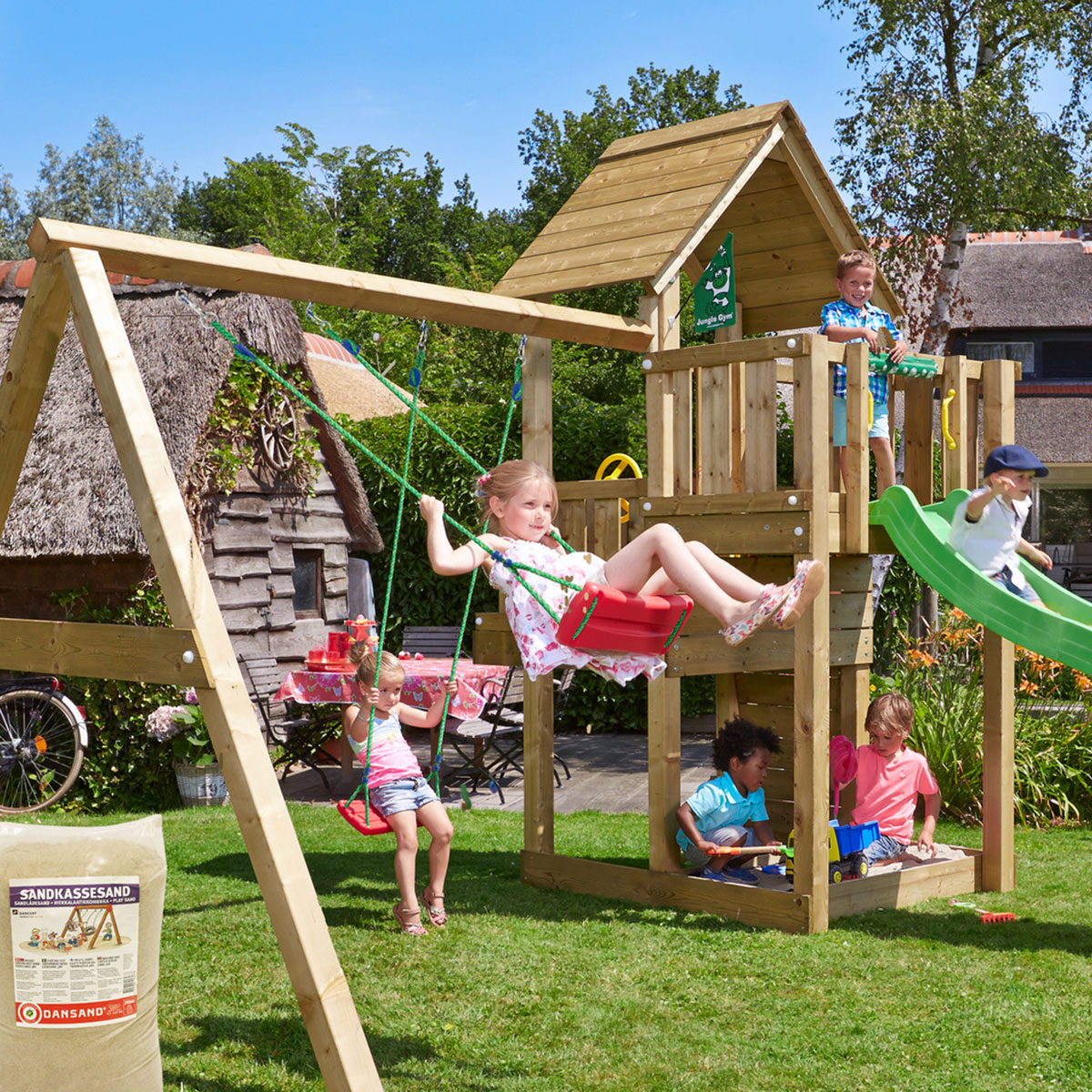 Jungle Gym Cubby lektorn komplett inkl. Swing Modul X'tra, 1 Grön