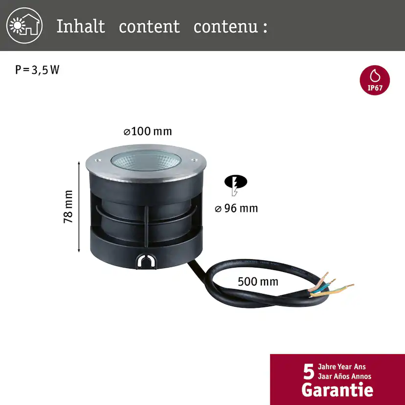 LED Infälld Markbelysning Paulmann Vanea Seawater Resistant IP67 230V Diameter: 100 mm