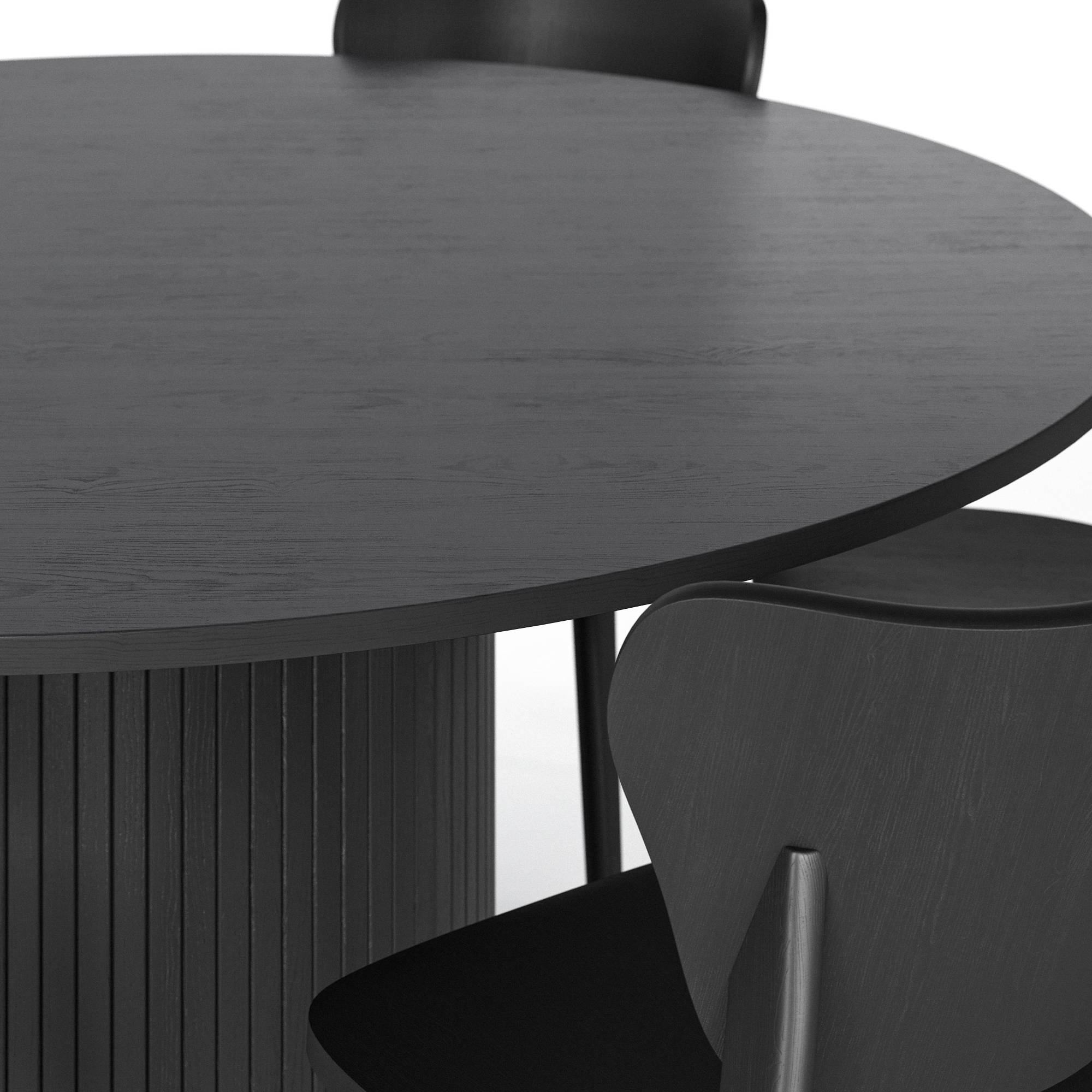 Matgrupp Bark Kopparbo Runt Matbord 150 cm med 6Jerup Matstol Svart