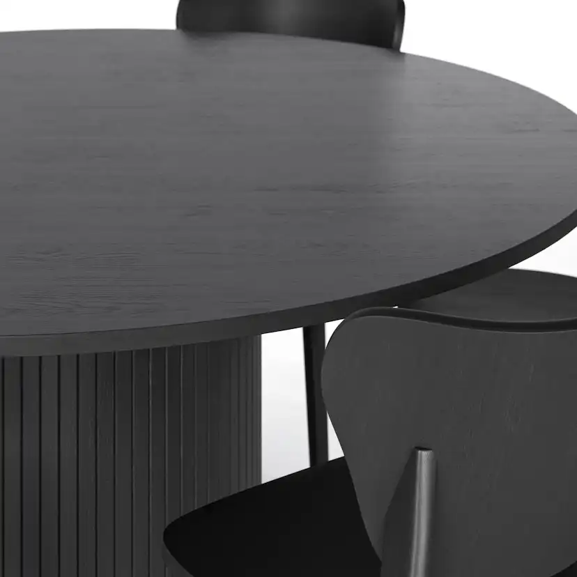 Matgrupp Bark Kopparbo Runt Matbord 150 cm med 6Jerup Matstol Svart