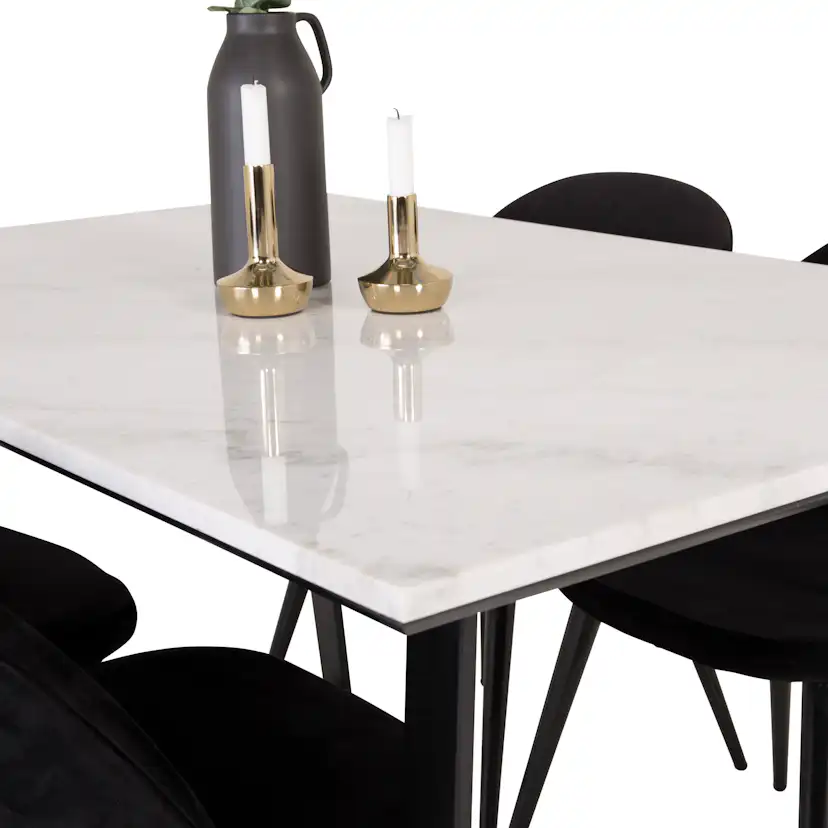 Matgrupp Venture Home Estelle 140 med 4 Valentina Stolar Sammet