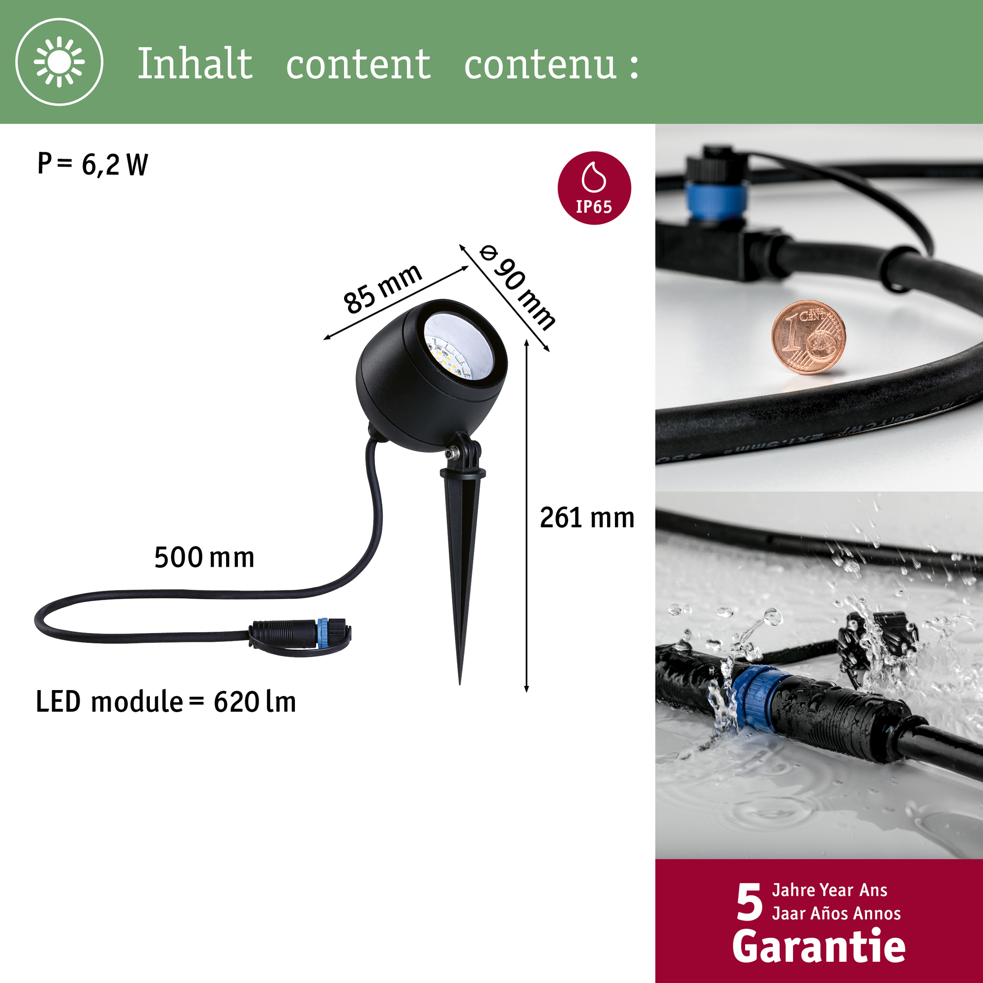Spotlight Paulmann Kikolo Plug & Shine LED Smart Home Zigbee 3.0 IP65 24V Ljus: RGBW+