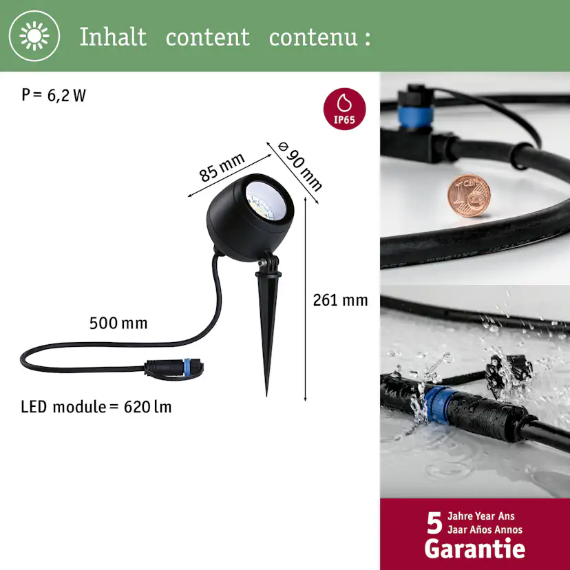 Spotlight Paulmann Kikolo Plug & Shine LED Smart Home Zigbee 3.0 IP65 24V Ljus: RGBW+