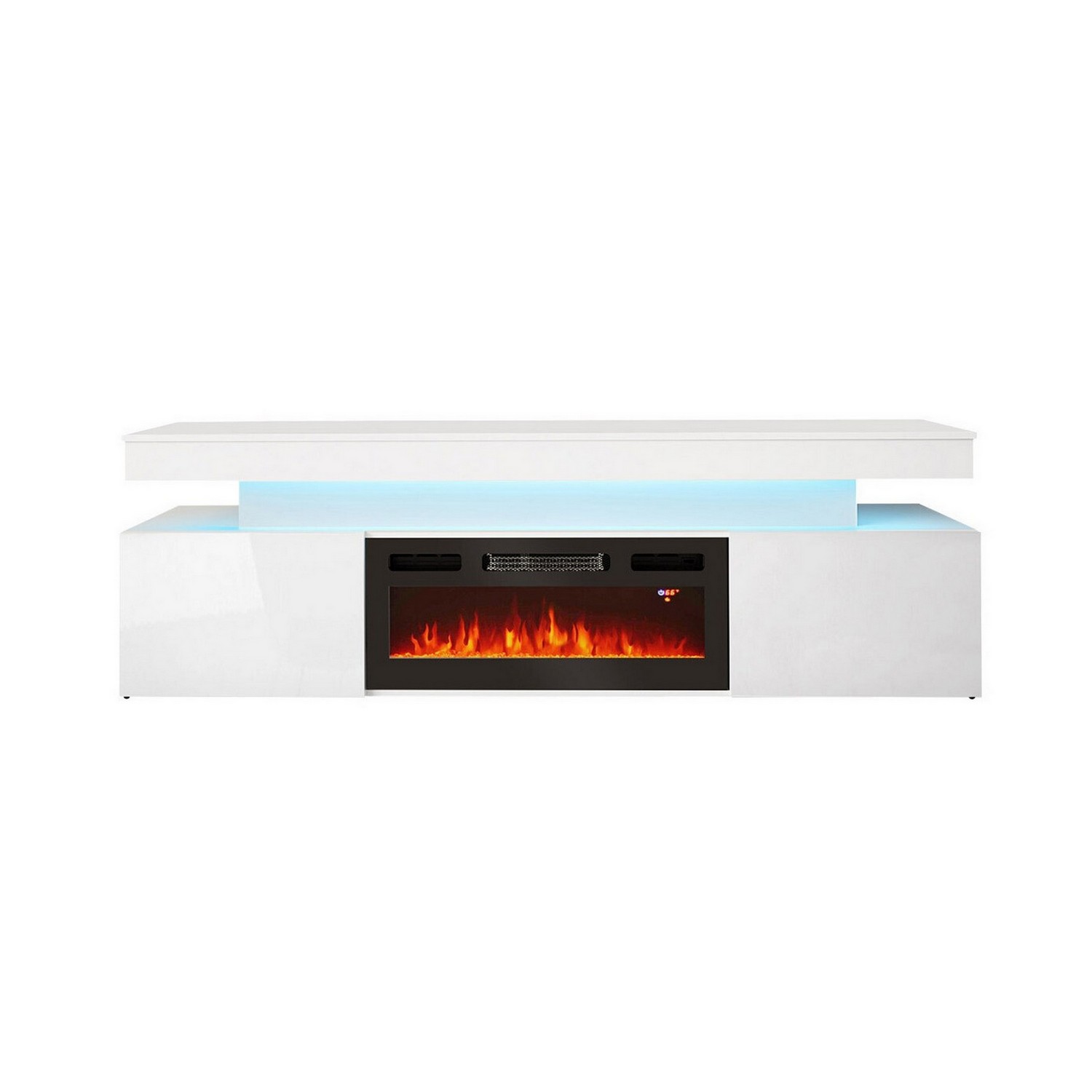 Tv-Bänk In Living Glenndale med Förvaring, Belysning och LED Kamin