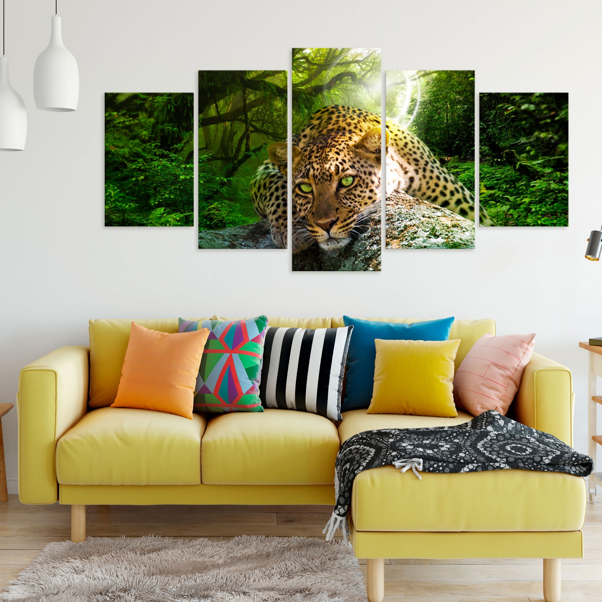 Tavla Arkiio Leopard Lying Green 5 delar