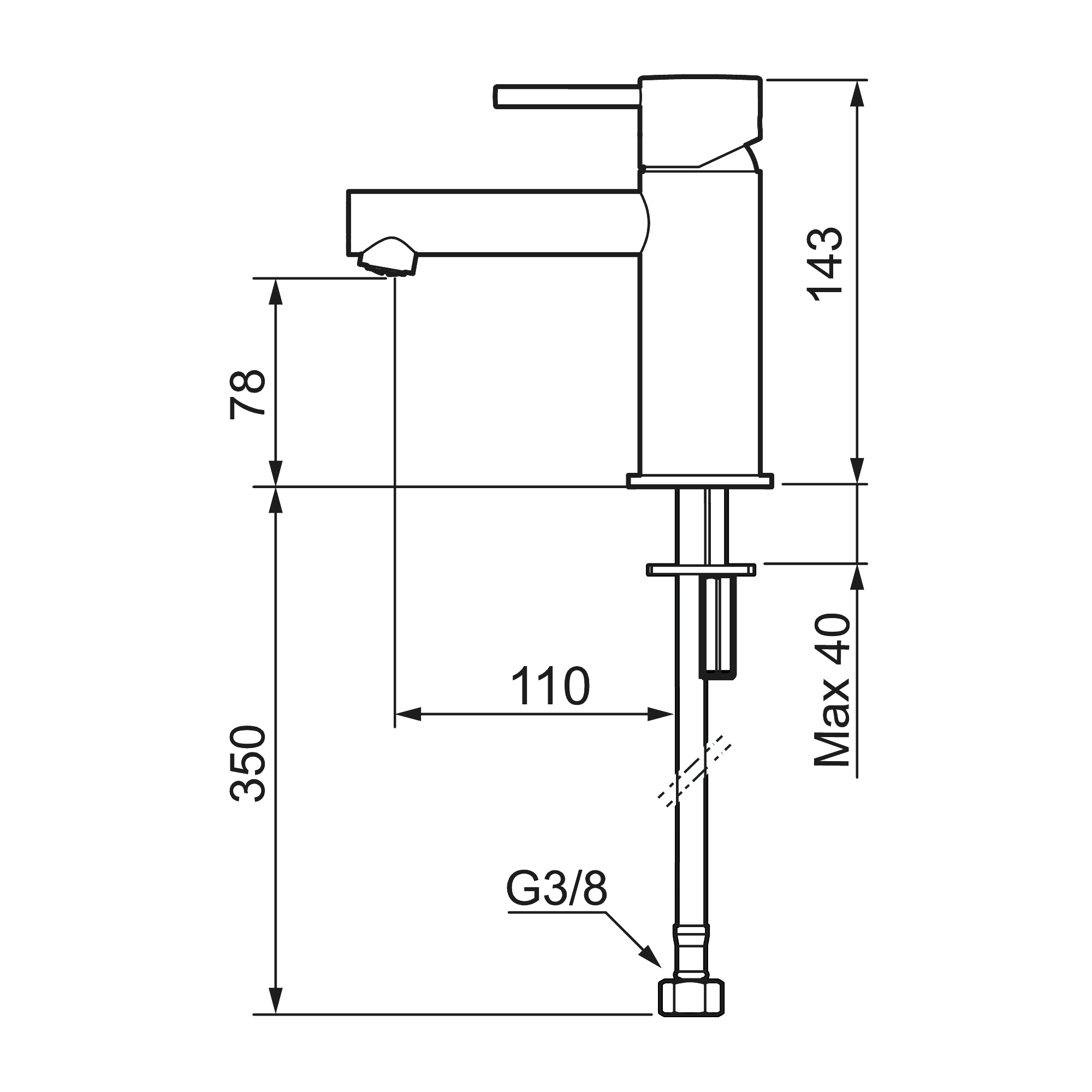 Tvättställsblandare Mora INXX II Sharp Small