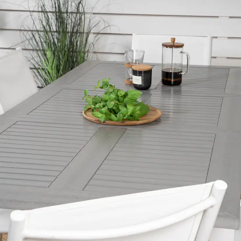 Albany Dining Table 152/210*90 - White Alu / Grey Aintwood+S Vit/Grå