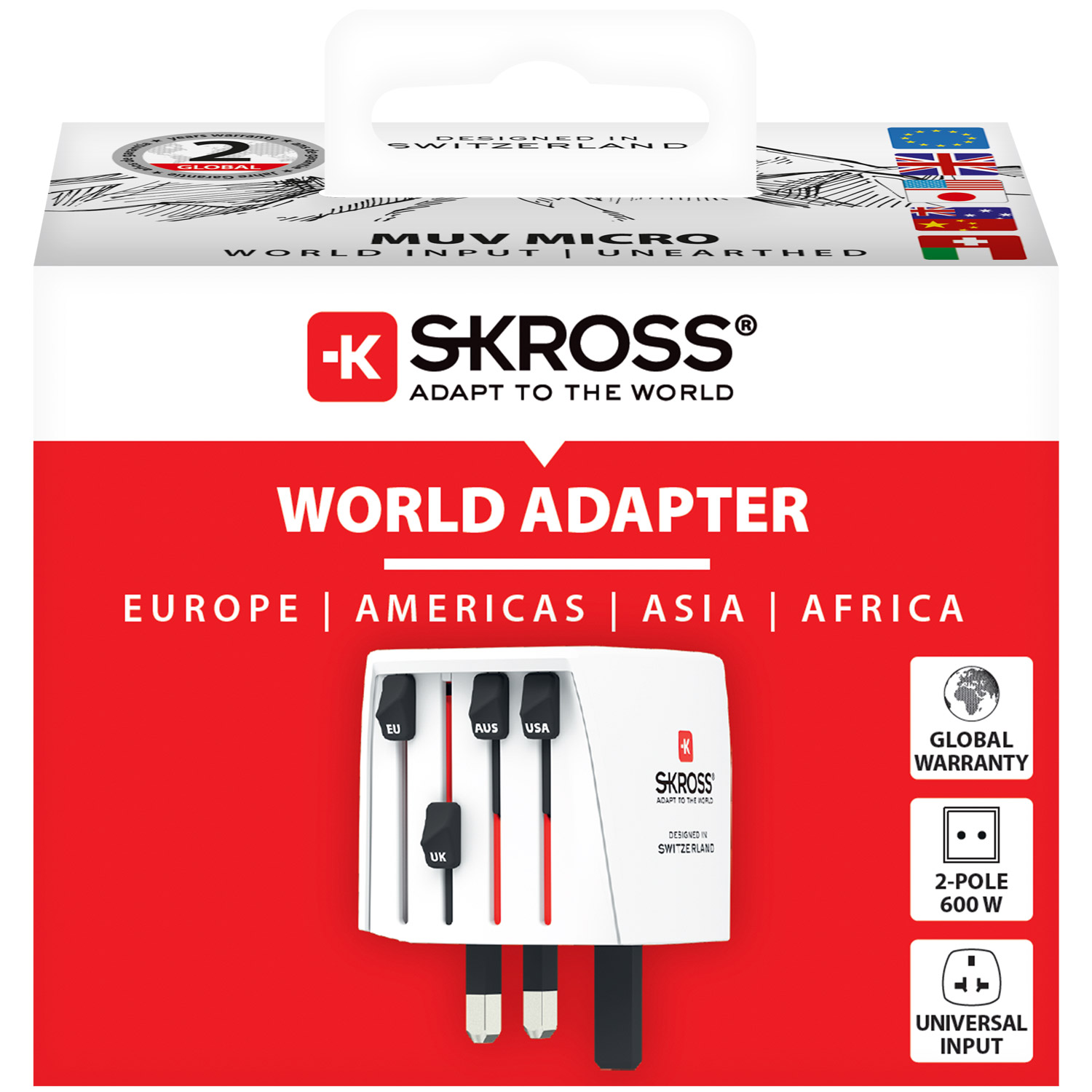 Världsreseadapter SKROSS MUV Micro Ojordad