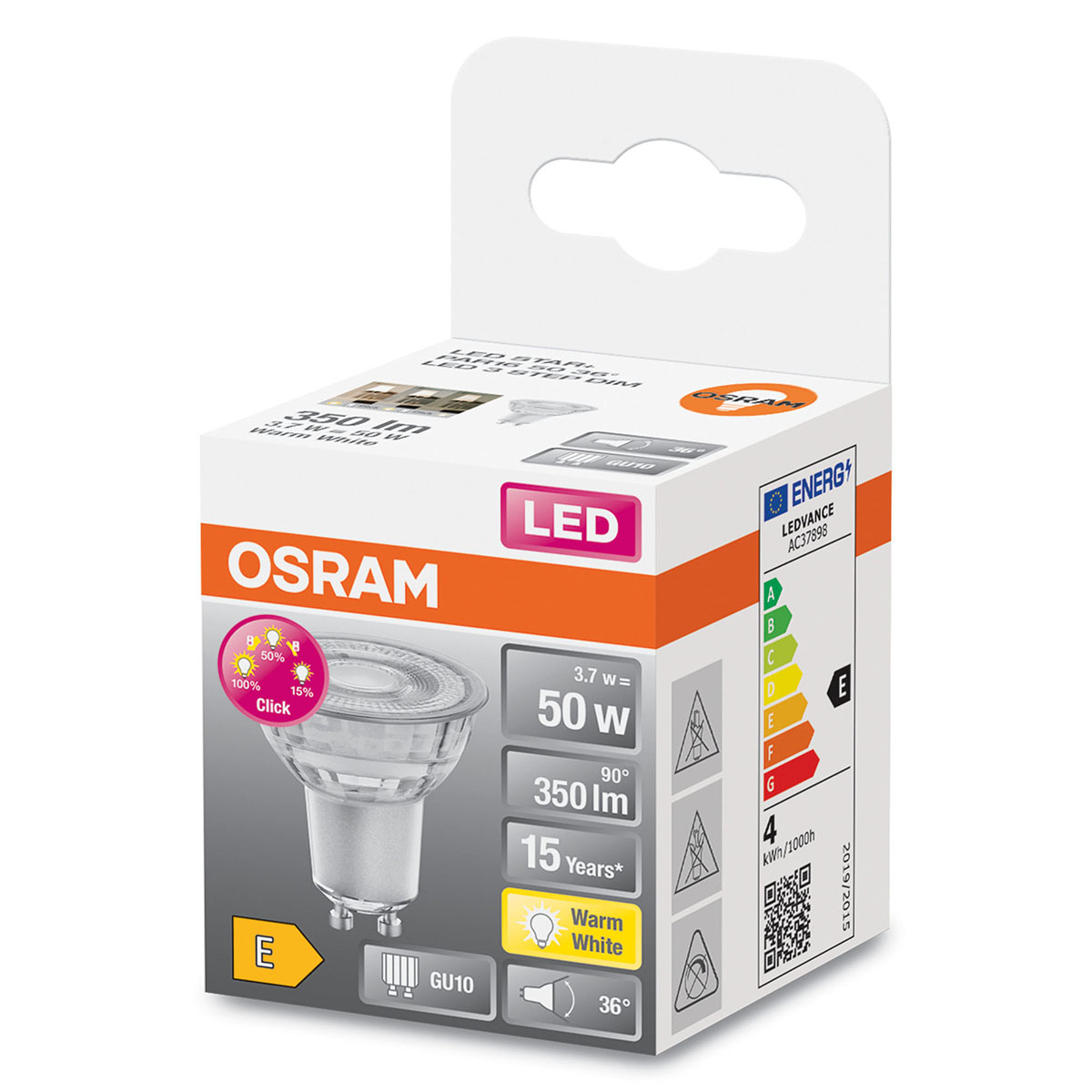 LED-Lampa Osram Par16 (50) Gu10 Dim 3xdim 36gr 827