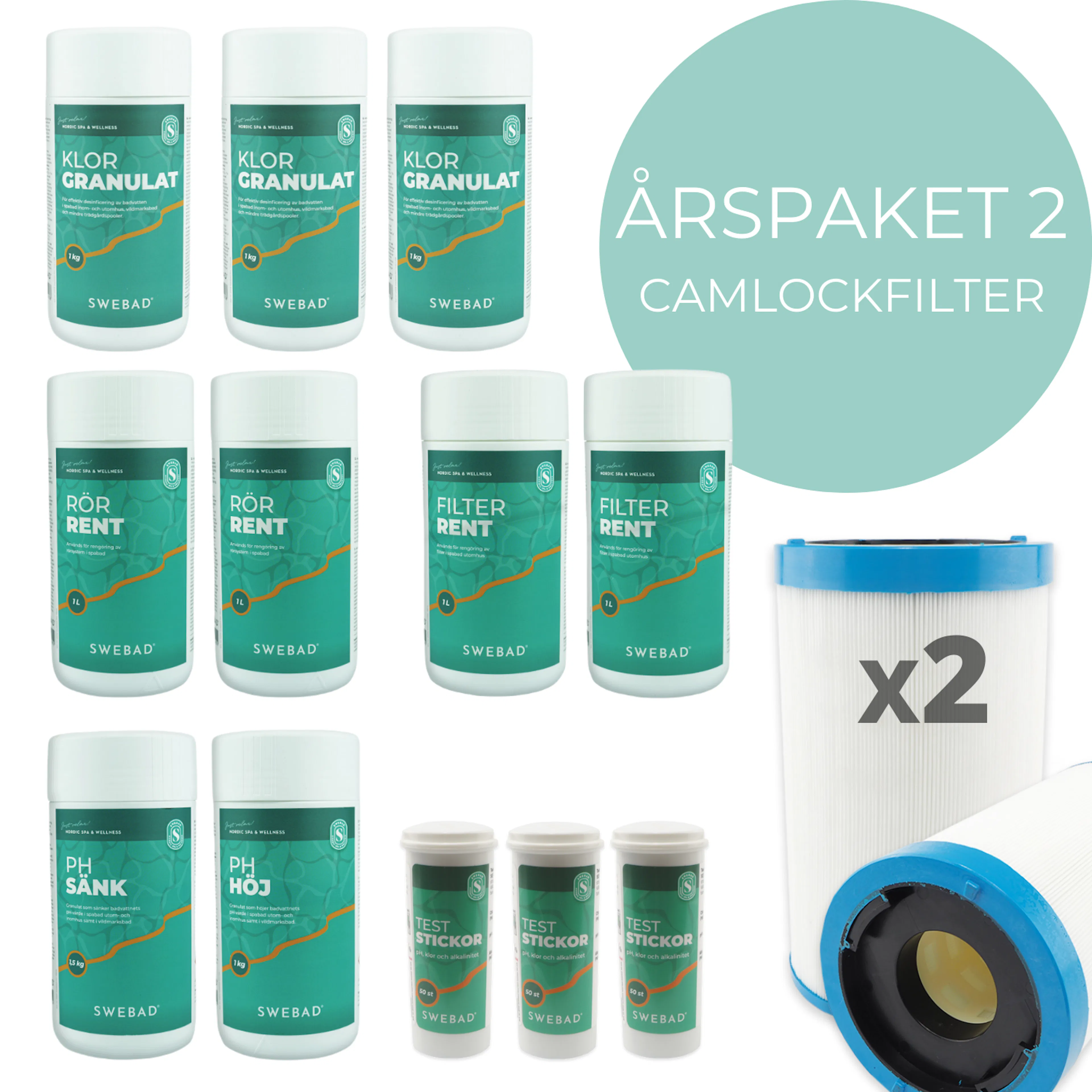 Årspaket 2-CL Swebad Camlookfilter med Bajonettfattning