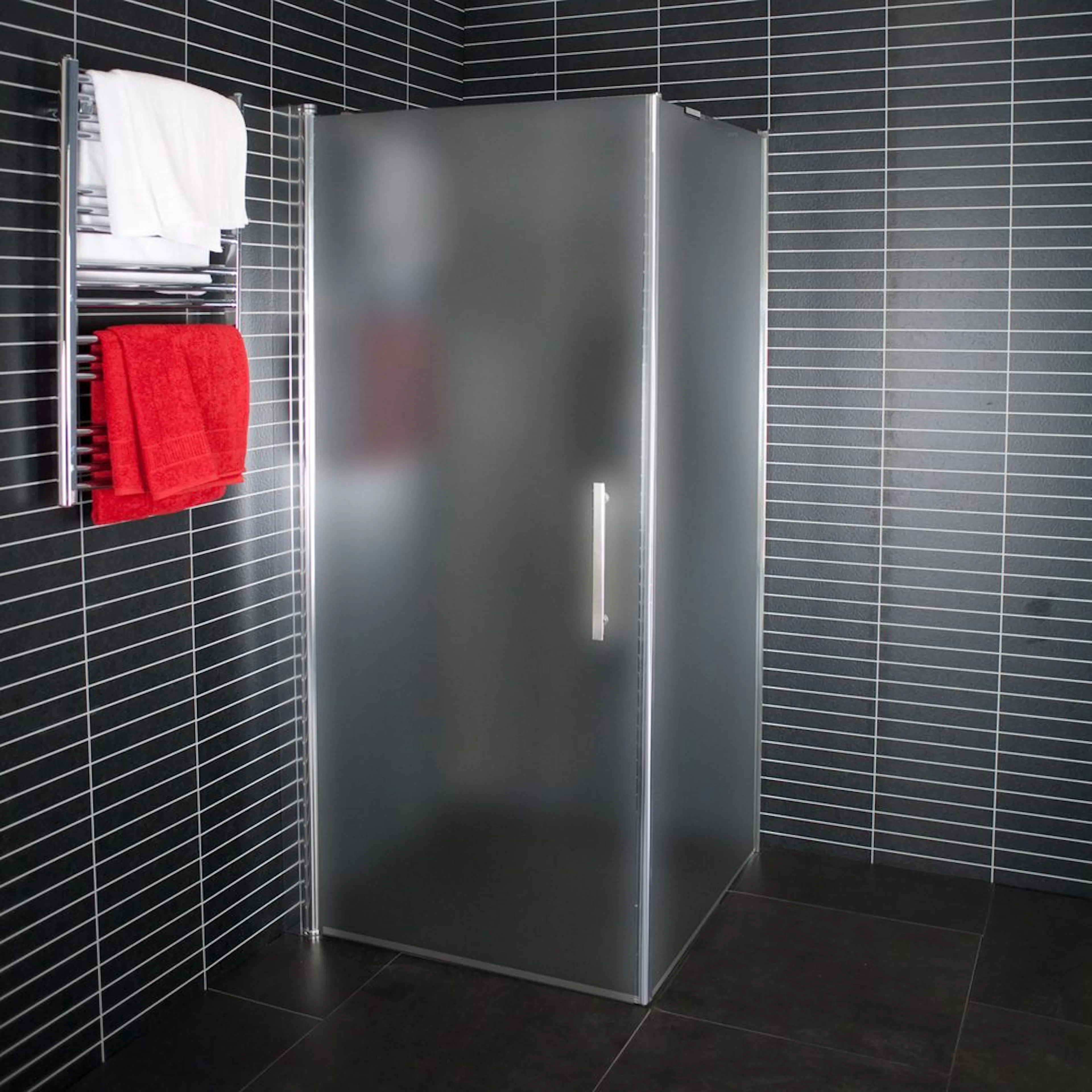 Duschhörn Arrow Square Frostat Glasx800x900xDörr: 800, Fast vägg: 900 mm
