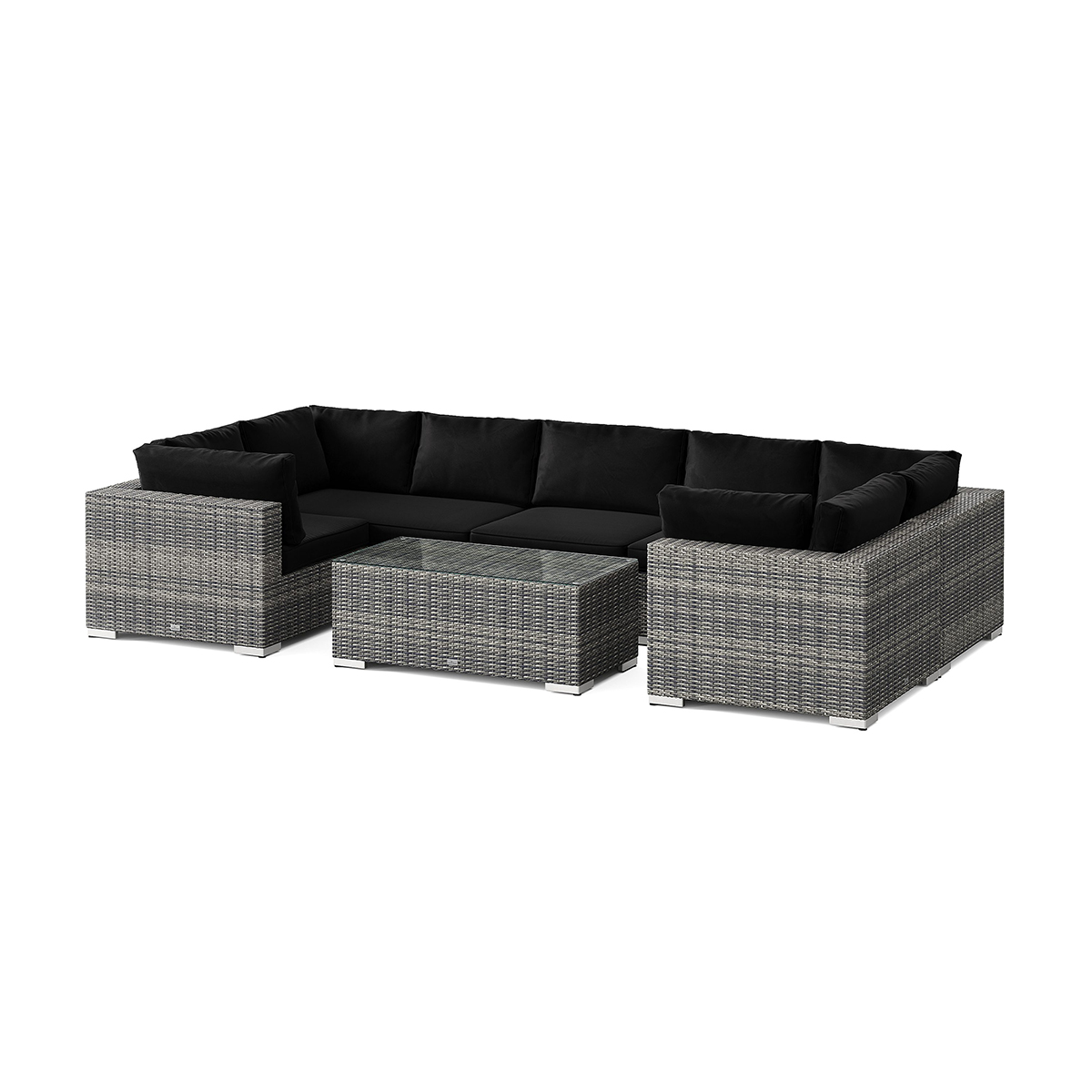 Loungegrupp Comfort Garden Bahamas U-formad utomhus loungegrupp med stängt avslut, 7-sits med bord