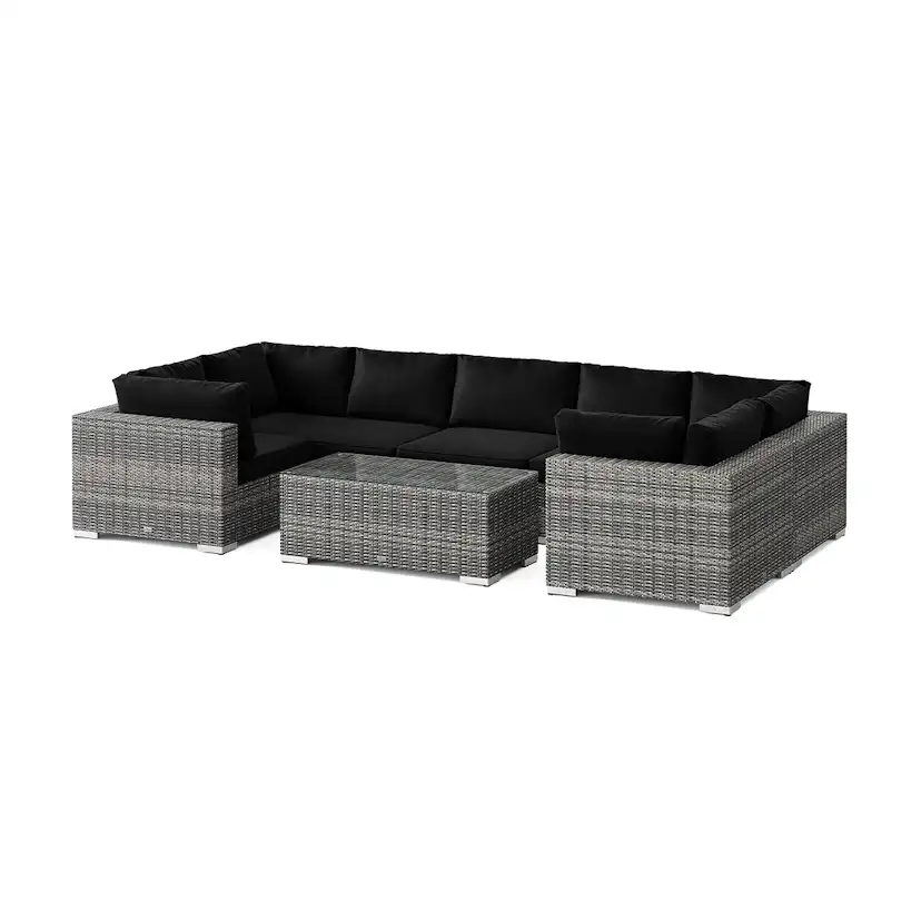 Loungegrupp Comfort Garden Bahamas U-formad utomhus loungegrupp med stängt avslut, 7-sits med bord