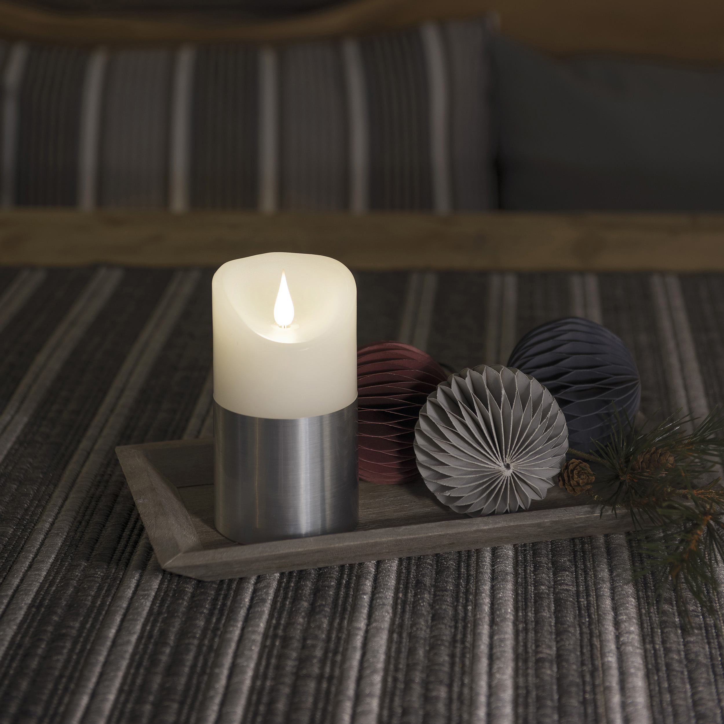 Vaxljus med silverfolie 13,5cm Silverfolie