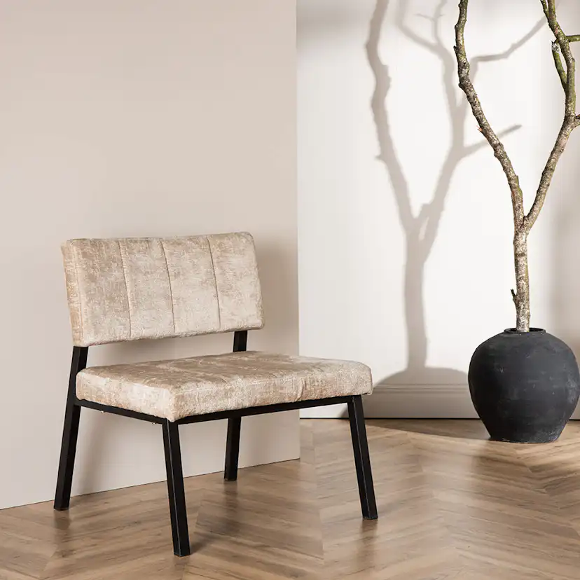Monett Single Sofa - Black / Beige Velvet Beige