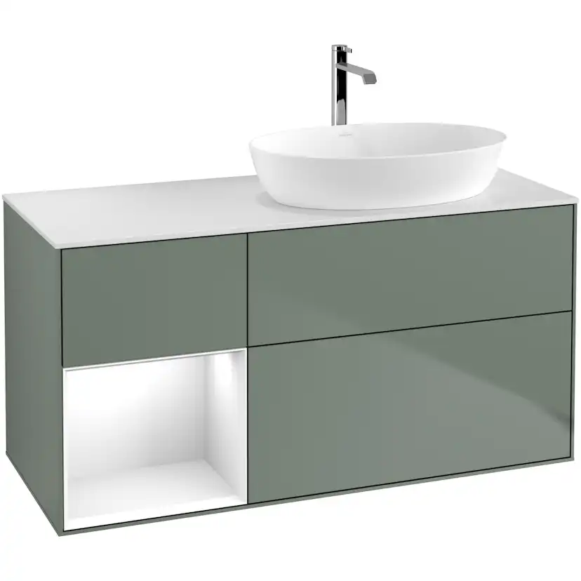 Tvättställsskåp Villeroy & Boch Finion med 3 Lådor Hylla och Bänkskiva för Ocentrerat Tvättställ från Artis & Collaro