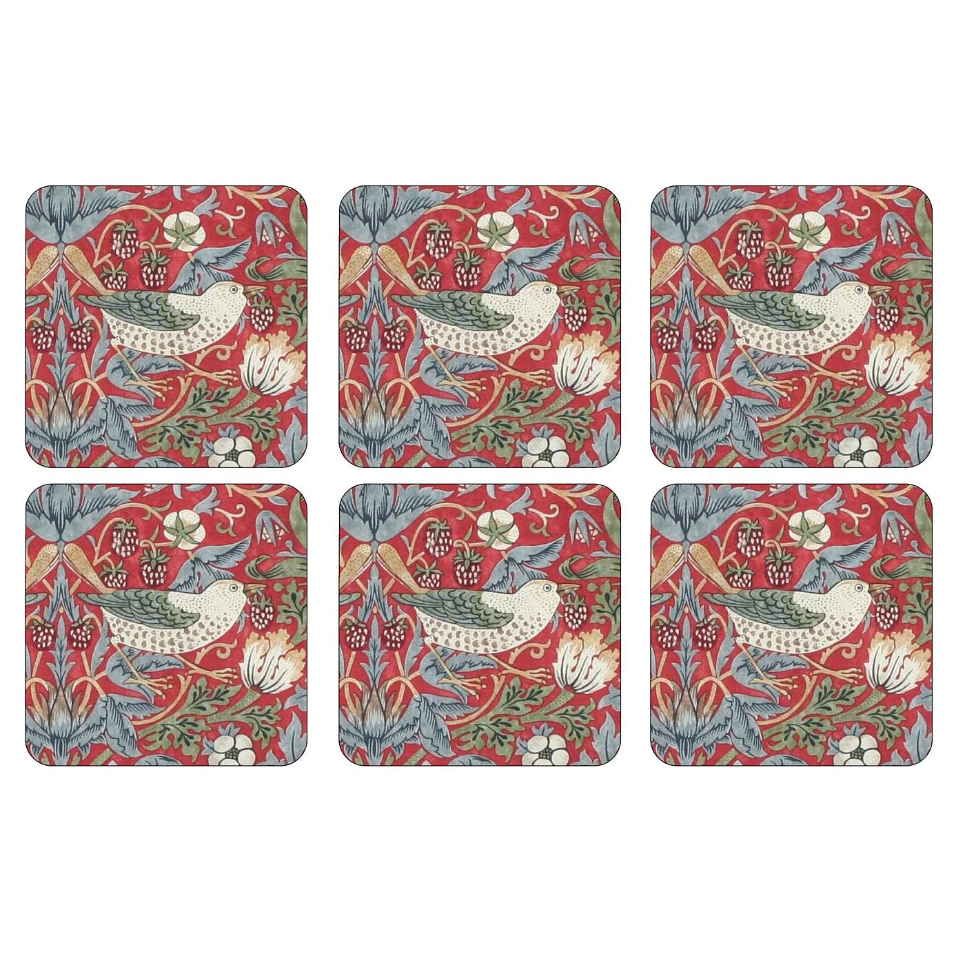 Glasunderlägg Pimpernel Strawberry Thief 6-pack