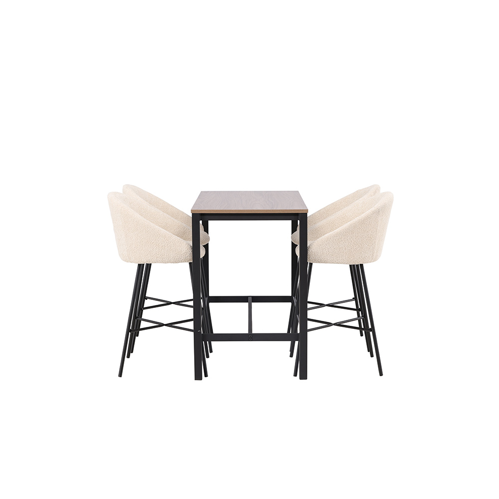 Camden Bar Table - Walnut / Walnut MDF +Velvet Bar Chair - B Valnöt/Vit