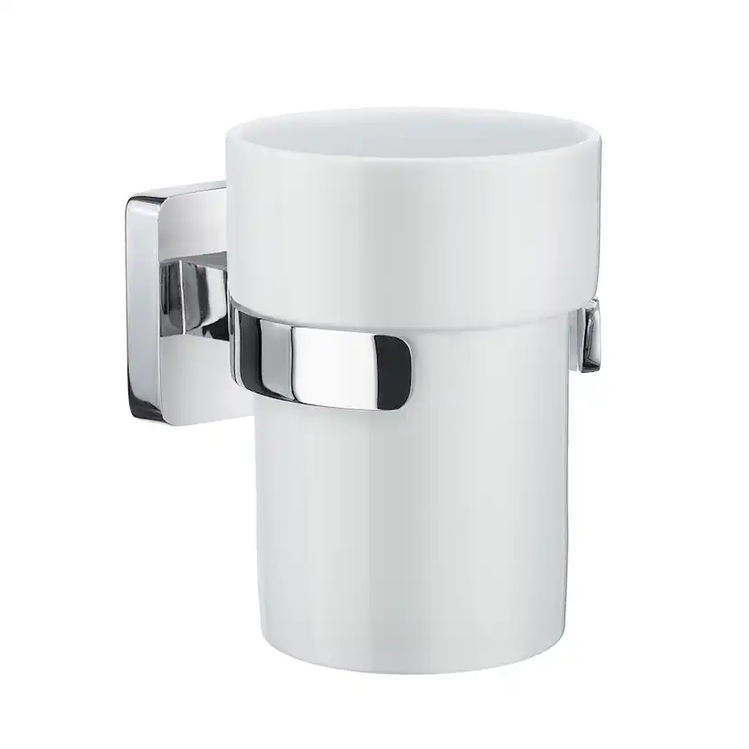 Tandborstglas Smedbo Ice OK343P Krom/Vitt Porslin