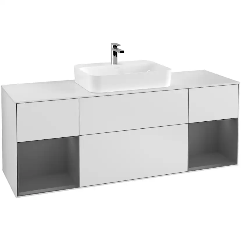 Tvättställsskåp Villeroy & Boch Finion med Två Hyllor och Bänkskiva för Ytmonterat Tvättställ