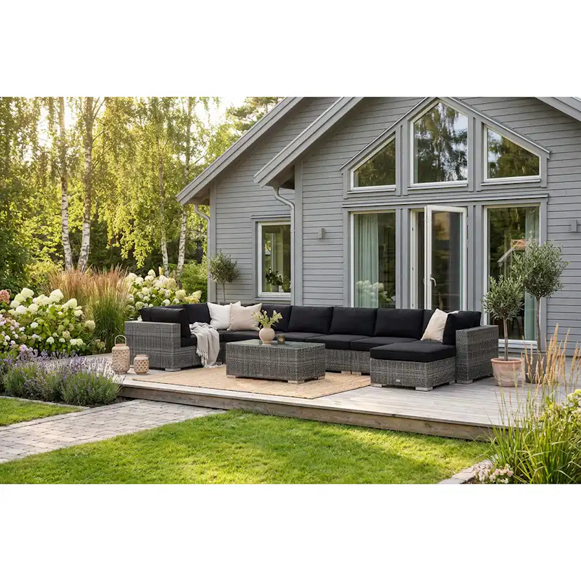 Loungegrupp Comfort Garden Bahamas U-formad utomhus loungegrupp 8-sits med vändbar divan och bord