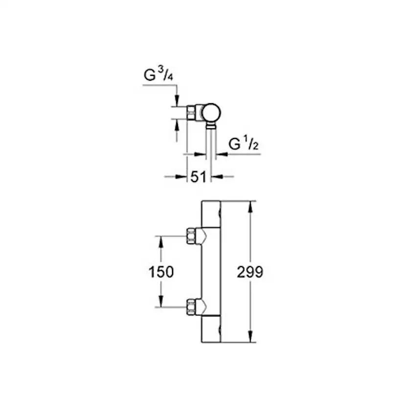 Duschblandare Grohe Grohtherm 1000 Cosmopolitan 150 cc