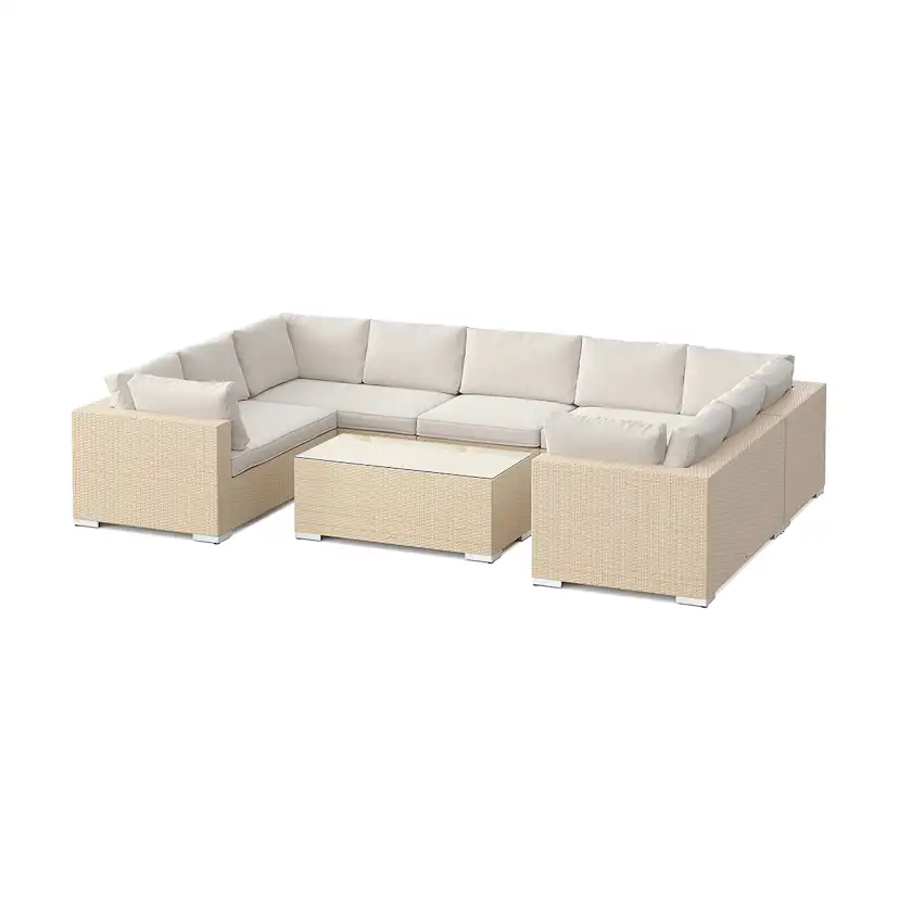 Loungegrupp Comfort Garden Bahamas U-formad utomhus loungegrupp med stängt avslut, 9-sits med bord
