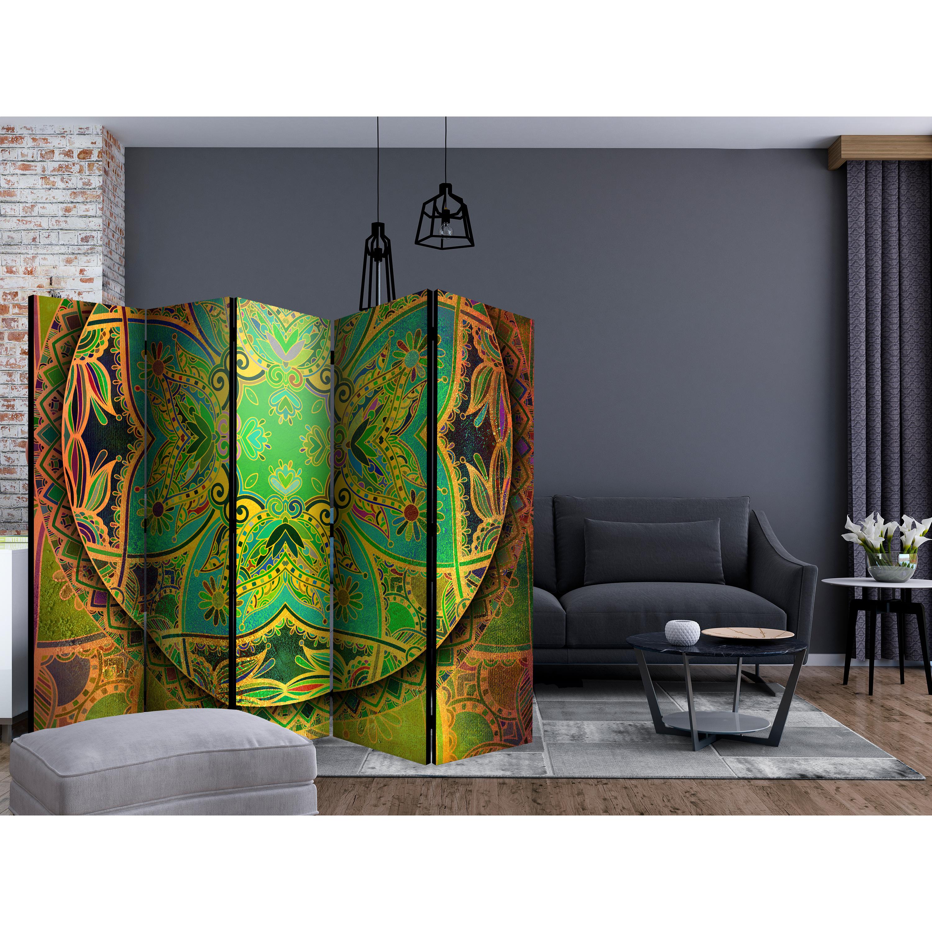 Rumsavdelare Skärmvägg Arkiio Mandala Emerald Fantasy II 225x172 cm