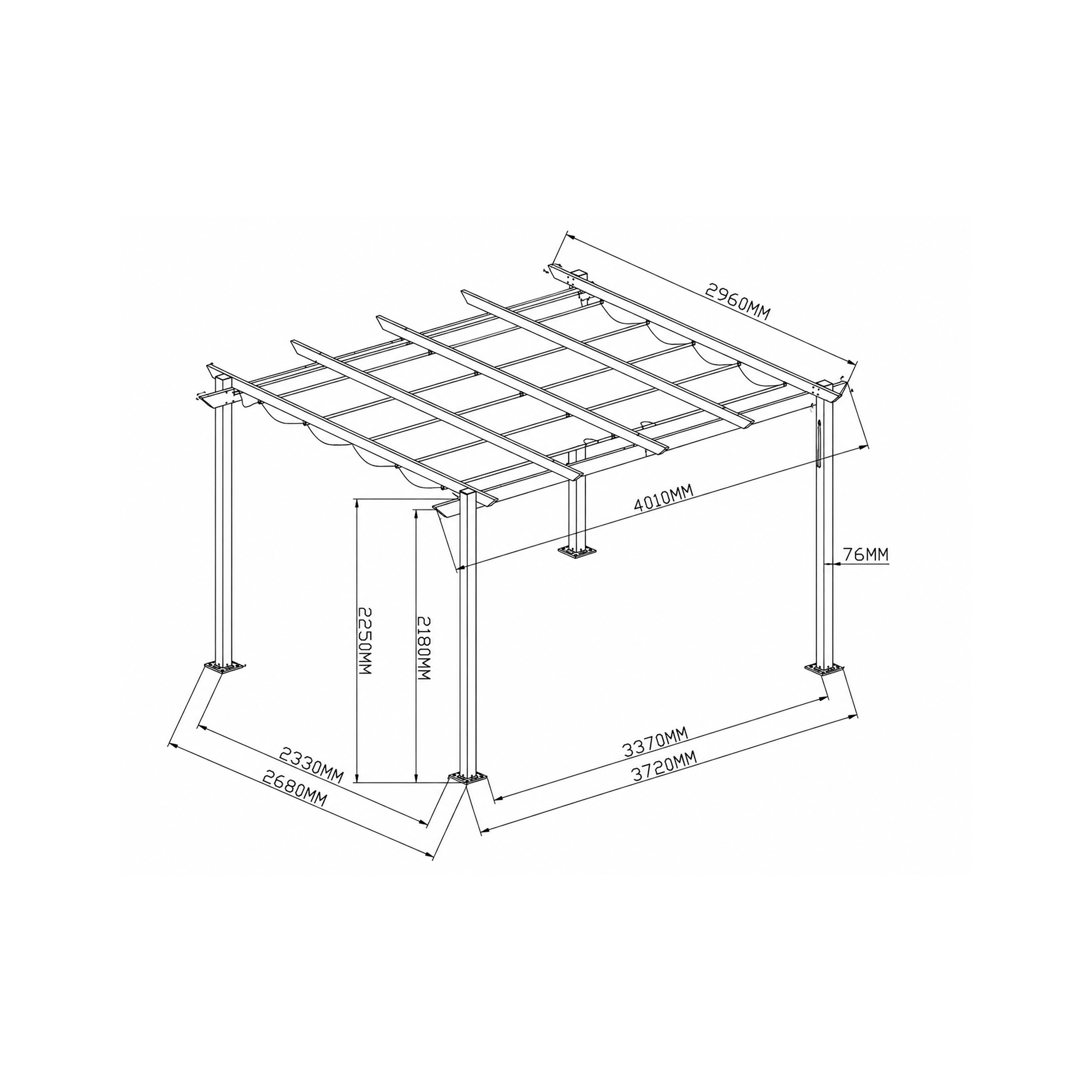 Pergola Mag-Pro Aluminium Med Tygtak 3 x 4 m